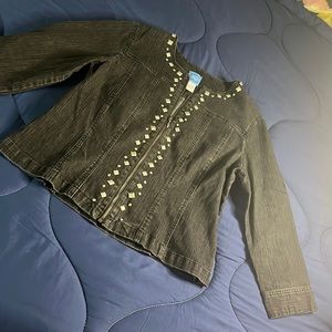 Laru lane black denim, jean jacket with embellishments